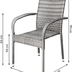 Casaria Polyrattan Tuinstoelen – 4 Stuks Stapelbaar – Grijs -Tuin Vrienden Verkoopwinkel 1017x1200