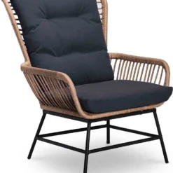 BUITEN Living Dex Wicker Loungestoel Tuin | Wicker + Aluminium | Bamboe Antraciet