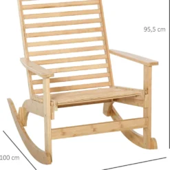 Outsunny Tuin Schommelstoel, Relaxstoel, Tuinstoel, Bamboe Multiplex Naturel 84A-171 -Tuin Vrienden Verkoopwinkel 1063x1200