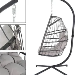 Pro Garden Lowander Hangstoel Egg 191x126x126- Schommelstoel Met Rattan Cocoon En Robuust Stalen Standaard Incl. Kussens - Volledig Inklapbaar - Lichtgrijs 24 Pro Garden Lowander Hangstoel Egg 191x126x126- Schommelstoel Met Rattan Cocoon En Robuust Stalen Standaard Incl. Kussens - Volledig Inklapbaar - Lichtgrijs -Tuin Vrienden Verkoopwinkel 1069x1200 3