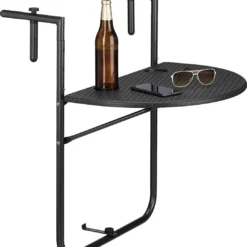 Relaxdays Balkontafel Inklapbaar, Balkon Tafel Rotan, Hangtafel Reling - Zwart -Tuin Vrienden Verkoopwinkel 1080x1200 1