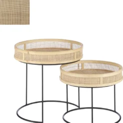 Mica Decorations Leandro Bijzettafel - Set Van 2 - H45 X Ø45 Cm - Zwart