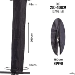 MaxxGarden Parasolhoes - Afdekhoes Voor Zweefparasol - Beschermhoes - 200-400 Cm - Met Rits En Trekkoord - Zwart -Tuin Vrienden Verkoopwinkel 1130x1200