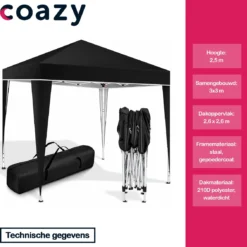 Coazy Waterdichte Partytent 3x3 Meter Opvouwbaar - Paviljoen - Easy Up - Pop-up Tent Met Haringen, Touw En Anti Slip Poten - Waterdicht - Partytenten Weerbestendig -Tuin Vrienden Verkoopwinkel 1131x1200 1