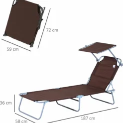 Outsunny Ligstoel Ligbank Voor Buiten Ligstoel Voor Op Het Strand Inklapbaar Met Zonnedak 3 Kleuren 84B-001 -Tuin Vrienden Verkoopwinkel 1166x1200 1