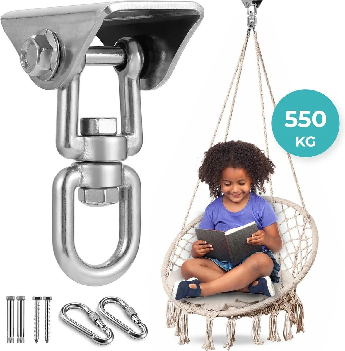 AVINT GOODS RVS Ophangsysteem Plafondhaak Bokszak – Schroefhaak & Ophanghaak Hangstoel – Muurhaak Binnen & Buiten - 550KG 1 AVINT GOODS RVS Ophangsysteem Plafondhaak Bokszak – Schroefhaak & Ophanghaak Hangstoel – Muurhaak Binnen & Buiten - 550KG