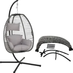 Pro Garden Lowander Hangstoel Egg 191x126x126- Schommelstoel Met Rattan Cocoon En Robuust Stalen Standaard Incl. Kussens - Volledig Inklapbaar - Lichtgrijs 15 Pro Garden Lowander Hangstoel Egg 191x126x126- Schommelstoel Met Rattan Cocoon En Robuust Stalen Standaard Incl. Kussens - Volledig Inklapbaar - Lichtgrijs -Tuin Vrienden Verkoopwinkel 1185x1200 4