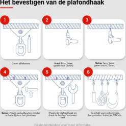 Ophangsysteem - Plafondhaak RVS - Ophanghaak TRX - Hangstoel Buiten - Hangstoel Binnen – Schommelstoel - Schommel - Bokszakken - RVS - 300kg -Tuin Vrienden Verkoopwinkel 1186x1200