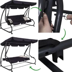 Springos Schommelbank | Linda-Schommel | 3-zits | Waterafstotend | Inclusief 2 Kussens | Verstelbare Luifel | 162 X 200 X 120 Cm | Zwart 25 Springos Schommelbank | Linda-Schommel | 3-zits | Waterafstotend | Inclusief 2 Kussens | Verstelbare Luifel | 162 X 200 X 120 Cm | Zwart -Tuin Vrienden Verkoopwinkel 1186x1200 3