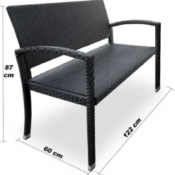 Casaria Polyrattan Tuinbank – 2 Zits UV-bestendig - Zwart -Tuin Vrienden Verkoopwinkel 1190x1200 3