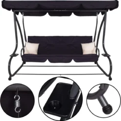 Springos Schommelbank | Linda-Schommel | 3-zits | Waterafstotend | Inclusief 2 Kussens | Verstelbare Luifel | 162 X 200 X 120 Cm | Zwart 24 Springos Schommelbank | Linda-Schommel | 3-zits | Waterafstotend | Inclusief 2 Kussens | Verstelbare Luifel | 162 X 200 X 120 Cm | Zwart -Tuin Vrienden Verkoopwinkel 1194x1200 2