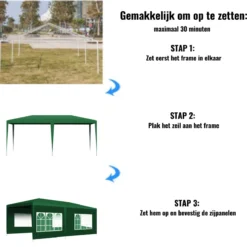 Merkloos Partytent - Paviljoen Opvouwbaar - Easy Up Tuintent Met Zijpanelen - Groen/ 6m X 3m/ 120g/m² -Tuin Vrienden Verkoopwinkel 1197x1200