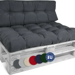 Beautissu Style – Palletkussen Set – 1x Zitkussen 120x80 Cm & 1x Rugkussen 120x40 Cm – Graphiet Grijs