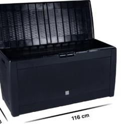 Opbergbox 310L UV-Bestendig Weerbestendig Wielen Tuinbox Rotan-look Antraciet -Tuin Vrienden Verkoopwinkel 1200x1031