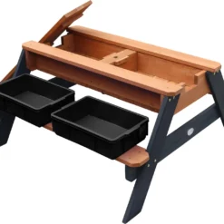 AXI Nick Zand & Water Picknicktafel In Antraciet/Bruin - Parasol Blauw/Wit - Picknick Tafel Voor Kinderen Van Hout -Tuin Vrienden Verkoopwinkel 1200x1040