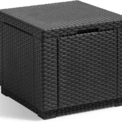 Allibert Opbergpoef Met Deksel - Opbergbox - Bijzettafel Buiten - Tafel - Tuintafel - Opberger