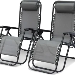 Alice's Garden Campingstoel PATRICK - Set Van 2 - Opvouwbaar - Verstelbaar - Grijs