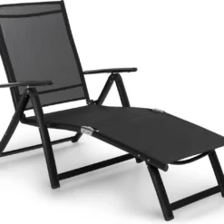Blumfeldt Pomporto Lounge Ligstoel Voor Tuin / Balkon / Terras , Aluminium , 7-posities , Bekleding Van 70 % PVC En 30 % Polyethyleen