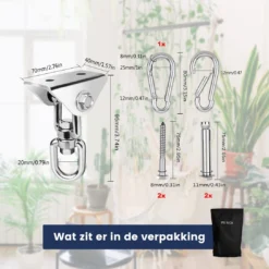 Plafondhaak - Ophangen Bokszak, Schommel En Hangstoel - Ophangsysteem - Ophanghaak - Plafondbeugel - RVS – 500kg Tilgewicht -Tuin Vrienden Verkoopwinkel 1200x1087 1
