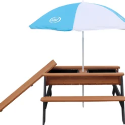 AXI Nick Zand & Water Picknicktafel In Antraciet/Bruin - Parasol Blauw/Wit - Picknick Tafel Voor Kinderen Van Hout -Tuin Vrienden Verkoopwinkel 1200x1089 2