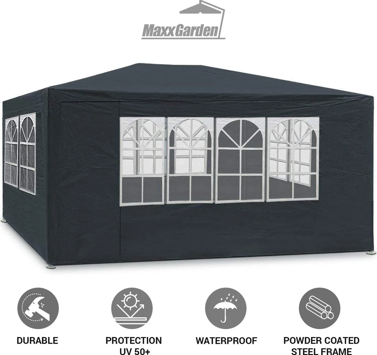 MaxxGarden Partytent - Paviljoen - 3x4m - Incl. Zijwanden - Waterdicht - Antraciet 6 MaxxGarden Partytent - Paviljoen - 3x4m - Incl. Zijwanden - Waterdicht - Antraciet - Afbeelding 6
