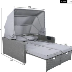 Polyrattan Patio Rieten Meubels Set Voor 2 Personen-Outdoor Rattan Sofa Set Met Intrekbare Luifel-lounge Bank-PE Rotan Loveseat Voor Achtertuin Veranda Tuin Zwembad Balkon-grijs -Tuin Vrienden Verkoopwinkel 1200x1130 2