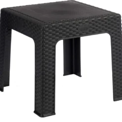 Rotan Bijzettafeltje/plantenverhoger Antraciet Grijs 47 X 47 X 42 Cm Voor Binnen/buiten