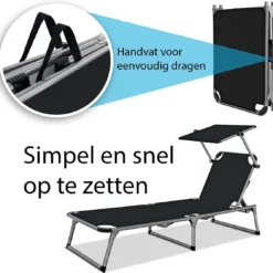 Sens Design Zonnebed - Ligbed Inklapbaar Met Zonneklep - Zwart -Tuin Vrienden Verkoopwinkel 1200x1134 3