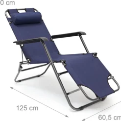 Relaxdays Ligstoel Inklapbaar - Ligbed Met Hoofdsteun - Strandstoel Verstelbaar - Camping - Donkerblauwe -Tuin Vrienden Verkoopwinkel 1200x1135