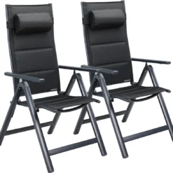Casaria Tuinstoel Aluminium - 2 Stuks Inklapbaar - Antraciet