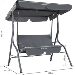 Merkloos Casaria Hollywood Schommel - Antraciet - Incl. Zonnekap 9 Merkloos Casaria Hollywood Schommel - Antraciet - Incl. Zonnekap -Tuin Vrienden Verkoopwinkel 1200x1139 2