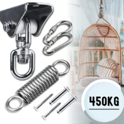 LFSY - Ophangsysteem - Universele Plafondhaak - Hangstoelen Binnen & Buiten - Ophanghaak – Bokszakken - Verandastoel - Zware Veer - RVS – 450kg – M8