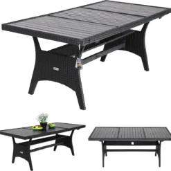 Casaria Polyrattan Tuintafel - WPC Tafelblad 190x90x74 Cm – Zwart -Tuin Vrienden Verkoopwinkel 1200x1154 1