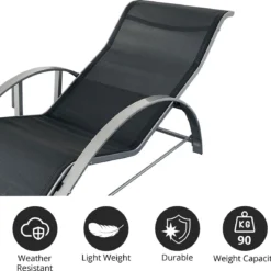 MaxxGarden Ligbed Set - 2 Stuks Zwart - Met Tafel - Sun Loungers - Loungebed -Tuin Vrienden Verkoopwinkel 1200x1155