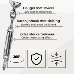 LFSY - Ophangsysteem - Universele Plafondhaak - Hangstoelen Binnen & Buiten - Ophanghaak – Bokszakken - Verandastoel - Zware Veer - RVS – 450kg – M8 -Tuin Vrienden Verkoopwinkel 1200x1156 2