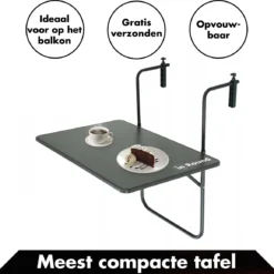 Balkontafel Inklapbaar – Zwart – 60 X 60 X 70 Cm – Hout Balkontafeltje Hangend Balkonbar Balkontafels Opklapbaar Hangtafel Balcony Table – Ophangbaar Voor Aan Het Balkon – Vouwtafel Wandtafel Inklapbare Tafel – Bijzettafel – Buiten Tafeltje Klaptafel