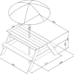 AXI Nick Zand & Water Picknicktafel In Antraciet/Bruin - Parasol Blauw/Wit - Picknick Tafel Voor Kinderen Van Hout -Tuin Vrienden Verkoopwinkel 1200x1159 1