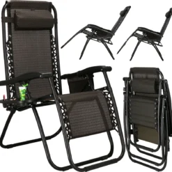 Springos Tuinstoel | Ligstoel | Opvouwbaar | Verstelbaar | Ergonomische Hoofdsteun | Bruin / Zwart -Tuin Vrienden Verkoopwinkel 1200x1171