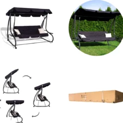 Springos Schommelbank | Linda-Schommel | 3-zits | Waterafstotend | Inclusief 2 Kussens | Verstelbare Luifel | 162 X 200 X 120 Cm | Zwart 17 Springos Schommelbank | Linda-Schommel | 3-zits | Waterafstotend | Inclusief 2 Kussens | Verstelbare Luifel | 162 X 200 X 120 Cm | Zwart -Tuin Vrienden Verkoopwinkel 1200x1171 3