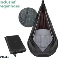 Vita5 Macramé Hangstoel - Voor Binnen En Buiten - Zonder Standaard - Incl. Kussen, Boekenvak En Beschermhoes - Tot 150kg - Grijs -Tuin Vrienden Verkoopwinkel 1200x1185