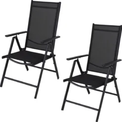 Pro Garden Tuinstoel/ Klapstoel / Vouwstoel/ Campingstoel - Inklapbaar - Zwart - 2 STUKS