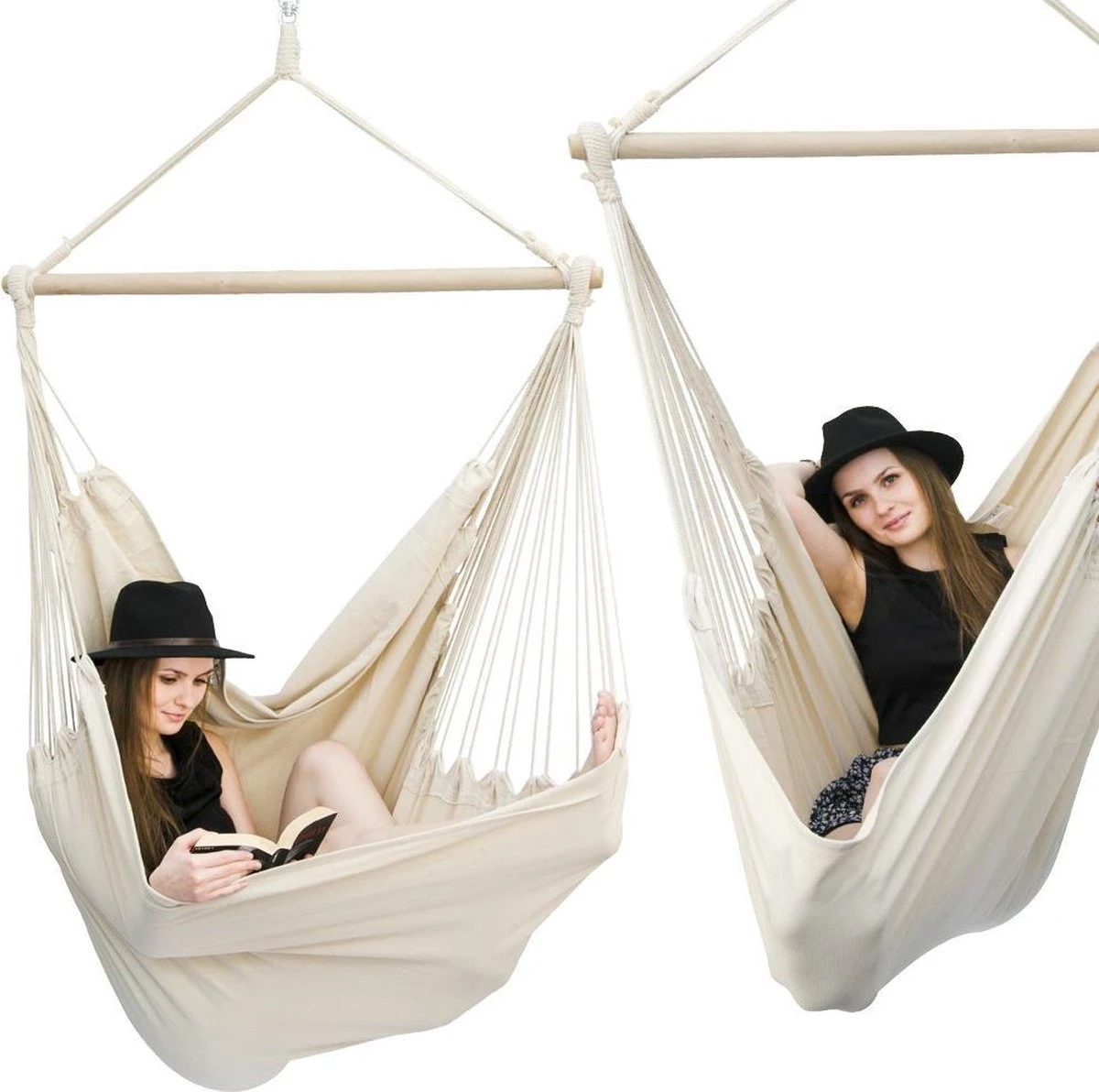 XXL 2 Persoons Hangstoel 185x130 - Zit Hangmat Met Spreidstok Tot 150 Kg - Binnen En Buiten 1 XXL 2 Persoons Hangstoel 185x130 - Zit Hangmat Met Spreidstok Tot 150 Kg - Binnen En Buiten