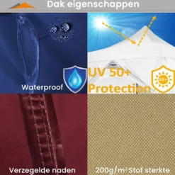 Easy Up Partytent - Partytent - Paviljoen - Partytent Opvouwbaar - Partytent 3x3 - Partytent Met Zijwanden - Inclusief Trolley - Waterdicht - UV 50+ Bescherming - Met Ramen - 16 Kg - Staal - Antraciet - 300 X 300 Cm -Tuin Vrienden Verkoopwinkel 1200x1195 3