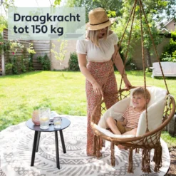 Vita5 Macramé Hangstoel - Voor Binnen En Buiten - Zonder Standaard - Incl. Kussen, Boekenvak En Beschermhoes - Tot 150kg - Bruin/Beige -Tuin Vrienden Verkoopwinkel 1200x1200 124