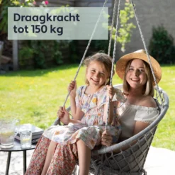 Vita5 Macramé Hangstoel - Voor Binnen En Buiten - Zonder Standaard - Incl. Kussen, Boekenvak En Beschermhoes - Tot 150kg - Grijs -Tuin Vrienden Verkoopwinkel 1200x1200 134