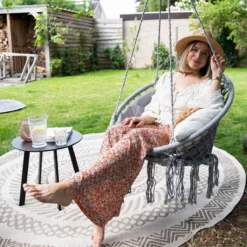 Vita5 Macramé Hangstoel - Voor Binnen En Buiten - Zonder Standaard - Incl. Kussen, Boekenvak En Beschermhoes - Tot 150kg - Grijs -Tuin Vrienden Verkoopwinkel 1200x1200 136