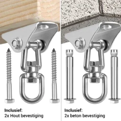 Ophangsysteem - Plafondhaak RVS - Ophanghaak TRX - Hangstoel Buiten - Hangstoel Binnen – Schommelstoel - Schommel - Bokszakken - RVS - 300kg -Tuin Vrienden Verkoopwinkel 1200x1200 154