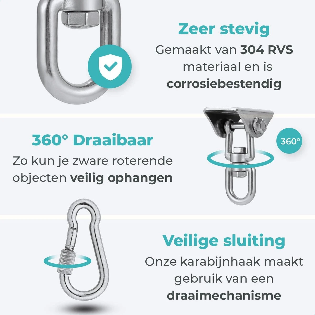 AVINT GOODS RVS Ophangsysteem Plafondhaak Bokszak – Schroefhaak & Ophanghaak Hangstoel – Muurhaak Binnen & Buiten - 550KG 4 AVINT GOODS RVS Ophangsysteem Plafondhaak Bokszak – Schroefhaak & Ophanghaak Hangstoel – Muurhaak Binnen & Buiten - 550KG - Afbeelding 4