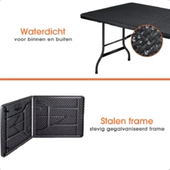 Lenx Klaptafel - Inklapbare Tafel - Opvouwbare Tuintafel - Vouwtafel - Inclusief Handvat En 2 Tafelkleden - 180x75x74cm - 6 Tot 8 Personen -Tuin Vrienden Verkoopwinkel 1200x1200 342