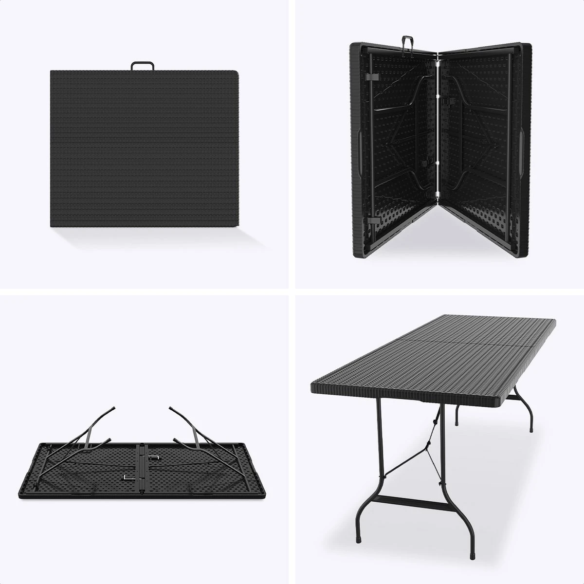 LifeGoods Klaptafel - Inklapbaar - 180 Cm - 6 Tot 8 Personen - Zwart 10 LifeGoods Klaptafel - Inklapbaar - 180 Cm - 6 Tot 8 Personen - Zwart - Afbeelding 10